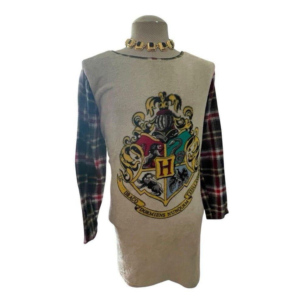Harry Potter Hogwarts Fleece Plaid Nightgown Comfy Pajama Top Dress Womens Sz 2X